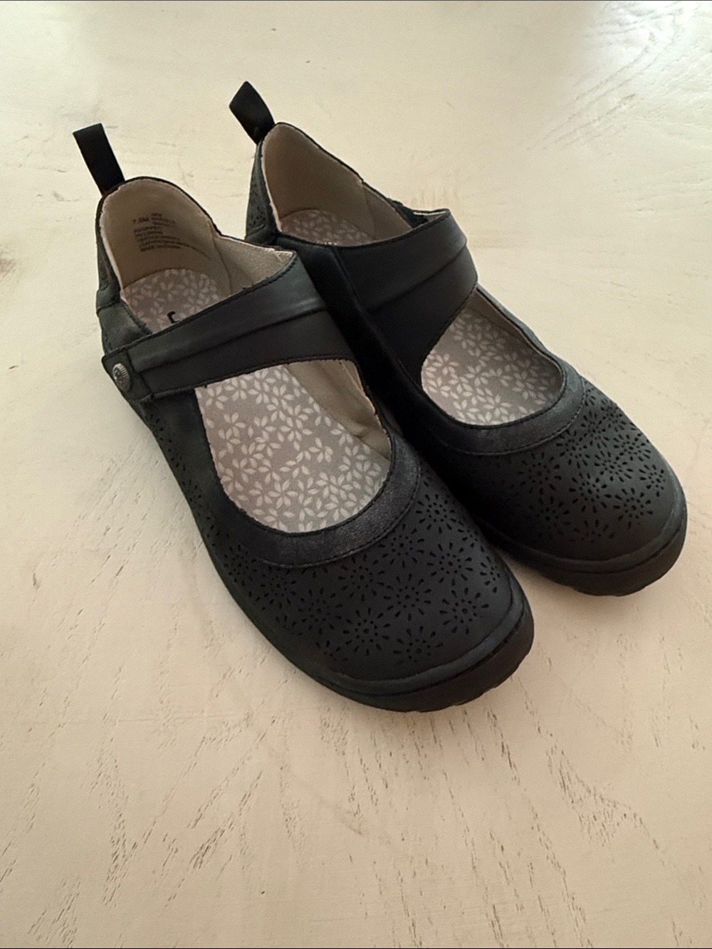 JBU Memory Foam Navy Blue Mary Jane Loafers Shoes Sz 7.5